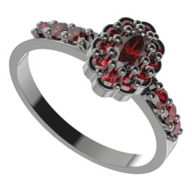 BG prsten oválný 455 Stříbro 925 - ruthenium (30-90dní) Granát