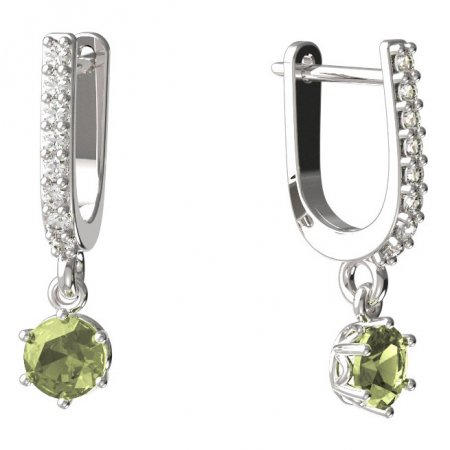BeKid, Gold kids earrings -1294 - Switching on: English, Metal: White gold 585, Stone: Green cubic zircon