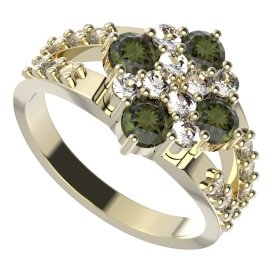BG prstýnek 317 Žluté zlato - 585 Vltavín a  kubický zirkon