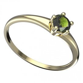 BG vltavínový prsten 874I Žluté zlato - 585 Vltavín