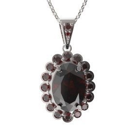 BG přívěs oválný 705-1 Stříbro 925 - rhodium Granát