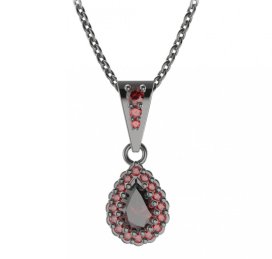 BG přívěs kapkovitého tvaru 454-2 Stříbro 925 - ruthenium (30-90dní) Granát