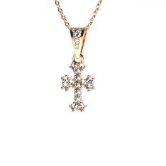 BG zlatý diamantový přívěšek křížek 267 Růžové zlato 585 (30-90dní) Diamant lab-grown