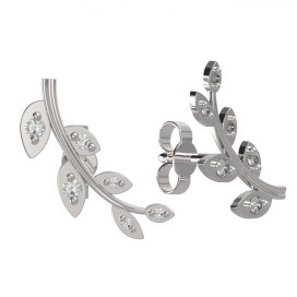 BG zlaté náušnice větvička 1405 Bílé zlato - 585 diamant