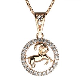 Zlatý přívěsek znamení Kozoroh s lab-grown diamantem, růžové zlato 585 – 052 (Zd14052A1)