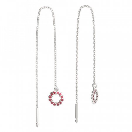BeKid, Gold kids earrings -855 - Switching on: Chain 9 cm, Metal: White gold 585, Stone: Red cubic zircon