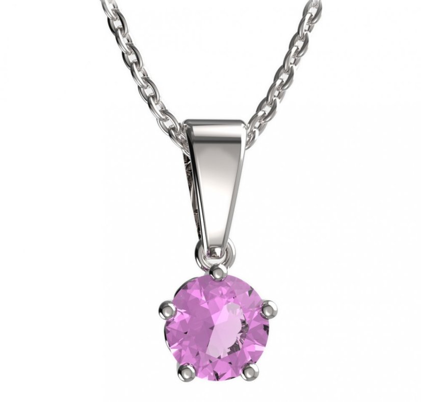 Zlatý přívěsek s růžovým zirkonem, bílé zlato 585 – 875 (ZN448750)