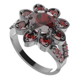 BG prsten oválný 698-Y Stříbro 925 - ruthenium (30-90dní) Granát