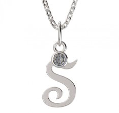 BeKid dětský zlatý přívěsek písmenko S - 1327 Bílé zlato - 585 Diamant