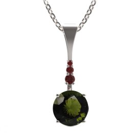 BG přívěs kruhového tvaru 475-B Stříbro 925 - rhodium Vltavín a granát