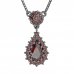 BG garnet necklace 956 - Metal: Silver 925 - rhodium, Stone: Moldavit and garnet