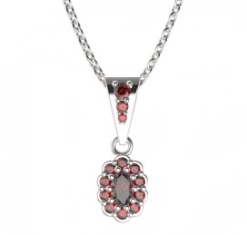 BG přívěs oválný 455-2 Stříbro 925 - rhodium Granát