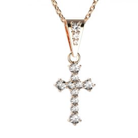 BG zlatý diamantový přívěšek křížek 256 Růžové zlato 585 (30-90dní) Diamant lab-grown