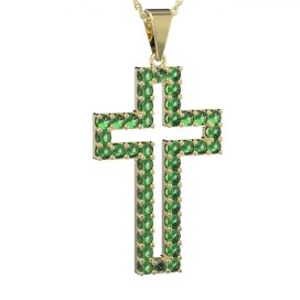BG zlatý přívěšek křížek 238 Žluté zlato - 585 Zelený kubický zirkon