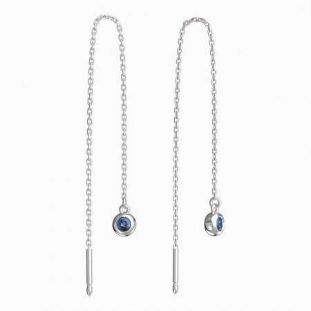 BeKid, Gold kids earrings -101 - Switching on: Chain 9 cm, Metal: White gold 585, Stone: Light blue cubic zircon