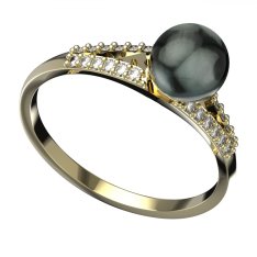 BG zlatý prstýnek s perlou 561 M Žluté zlato - 585 Diamant a tahiti perla