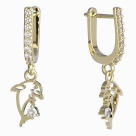 BeKid dětské náušnice delfínek 1183 Žluté zlato - 585 Diamant