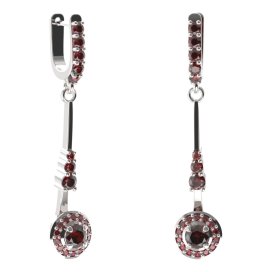 BG náušnice kruhového tvaru 541-B93 Stříbro 925 - rhodium Granát