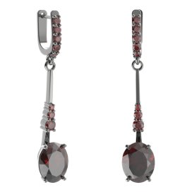 BG náušnice s centrálním oválným kamenem 479-B93 Stříbro 925 - ruthenium (30-90dní) Granát