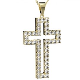 BG zlatý přívěšek křížek 238 Žluté zlato - 585 Diamant