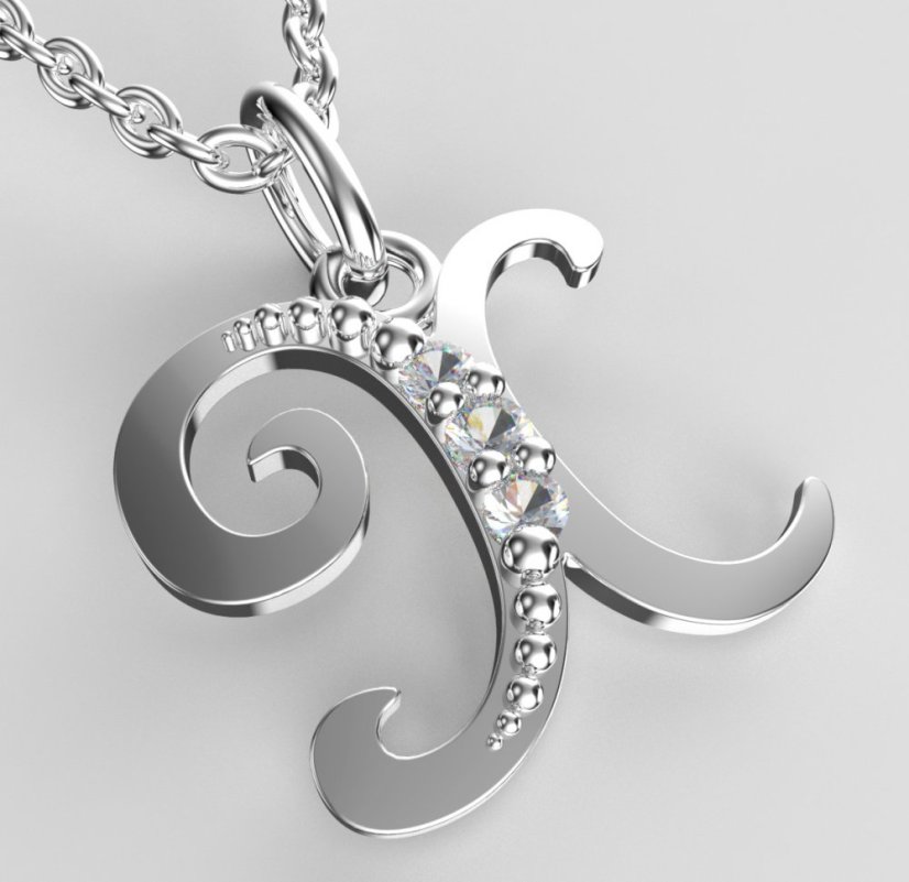 BeKid dětský zlatý přívěsek písmenko X - 1532 Bílé zlato - 585 Diamant