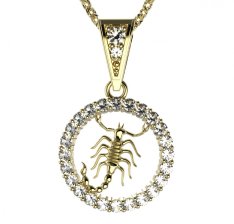 BG zlatý diamantový přívěšek Štír 052 Žluté zlato - 585 Diamant lab-grown