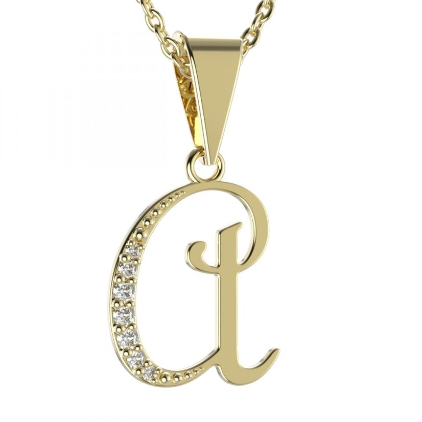 BG zlatý přívěsek písmenko A - 1210 Žluté zlato - 585 Diamant