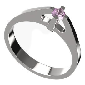 BG zlatý prstýnek 771 Bílé zlato - 585 Růžový kubický zirkon