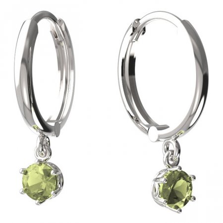 BeKid, Gold kids earrings -1294 - Switching on: Circles 15 mm, Metal: White gold 585, Stone: Green cubic zircon