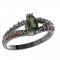 BG ring oval 483-G - Metal: Silver 925 - rhodium, Stone: Moldavit and garnet
