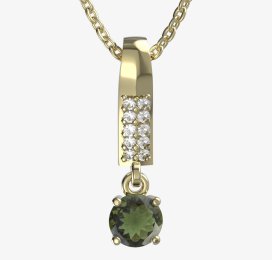 BG zlatý přívěšek 726 Žluté zlato - 585 Vltavín a diamant