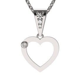 BG zlatý diamantový přívěšek srdíčko 1551 Bílé zlato - 585 Diamant lab-grown