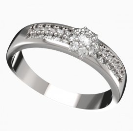BG zlatý prstýnek 886 F Bílé zlato - 585 Diamant
