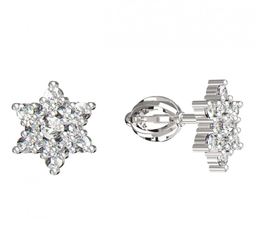 BeKid dětské náušnice hvězdička 090 Bílé zlato - 585 Diamant
