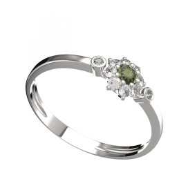 BG vltavínový prsten 886L Bílé zlato - 585 Vltavín a diamant