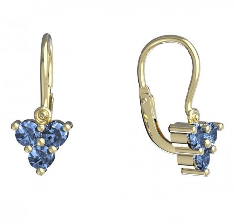 BeKid, Gold kids earrings -776 - Switching on: Brizura 0-3 roky, Metal: Yellow gold 585, Stone: Light blue cubic zircon
