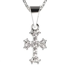 BG zlatý přívěšek křížek 267 Bílé zlato - 585 Diamant