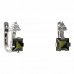 BG earring square stone496-87 - Metal: Silver 925 - rhodium, Stone: Garnet