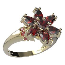 BG prsten ve tvaru hvězdy 520-K Stříbro 925 - pozlacené Granát