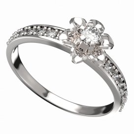 BG zlatý prstýnek 877 E Bílé zlato - 585 Diamant