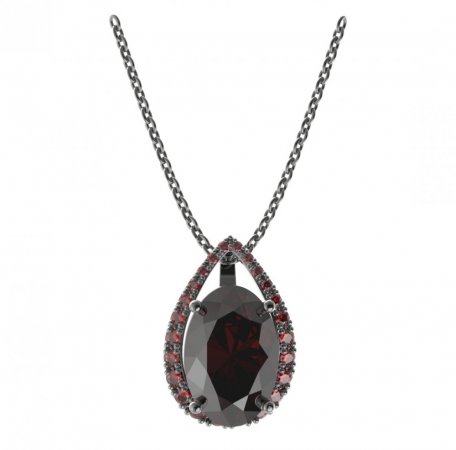 BG pendant oval 480-90 - Metal: Silver 925 - rhodium, Stone: Garnet