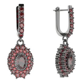 BG oválné náušnice 243-94 Stříbro 925 - ruthenium (30-90dní) Granát