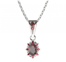 BG přívěs oválný 953-1 Stříbro 925 - rhodium Granát
