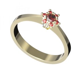 BG zlatý prstýnek s granátem nebo vltavínem 765 Žluté zlato - 585 Granát
