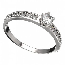 BG zlatý prstýnek 873 E Bílé zlato - 585 Diamant