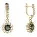 BG circular earring 159-84 - Metal: White gold 585, Stone: Moldavite and cubic zirconium