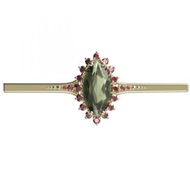 BG brož 513K Žluté zlato - 585 Vltavín a granát