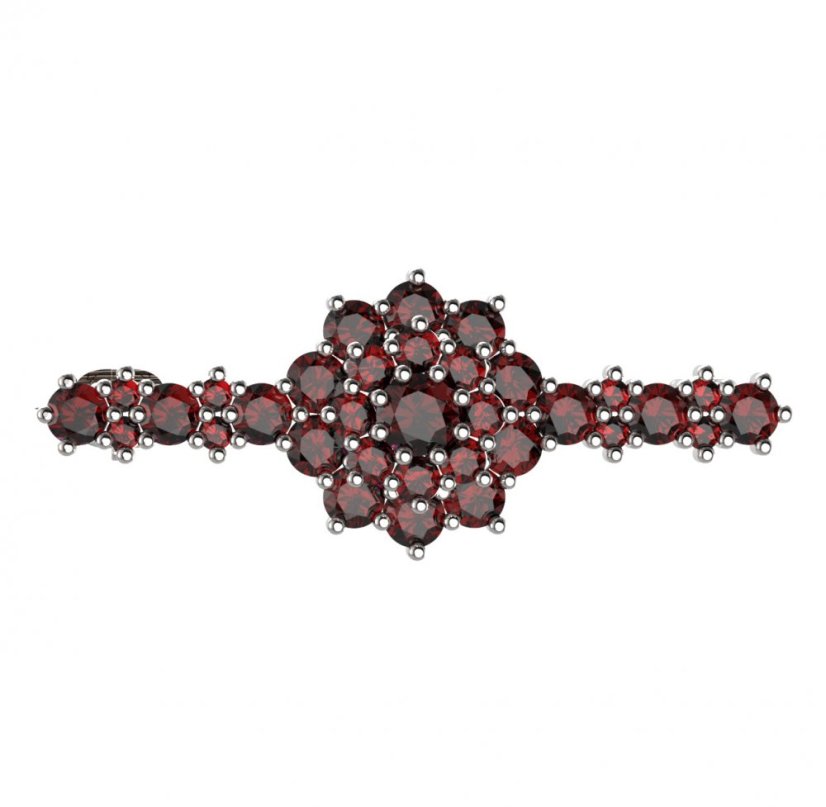 BG brož 011 Stříbro 925 - rhodium Granát