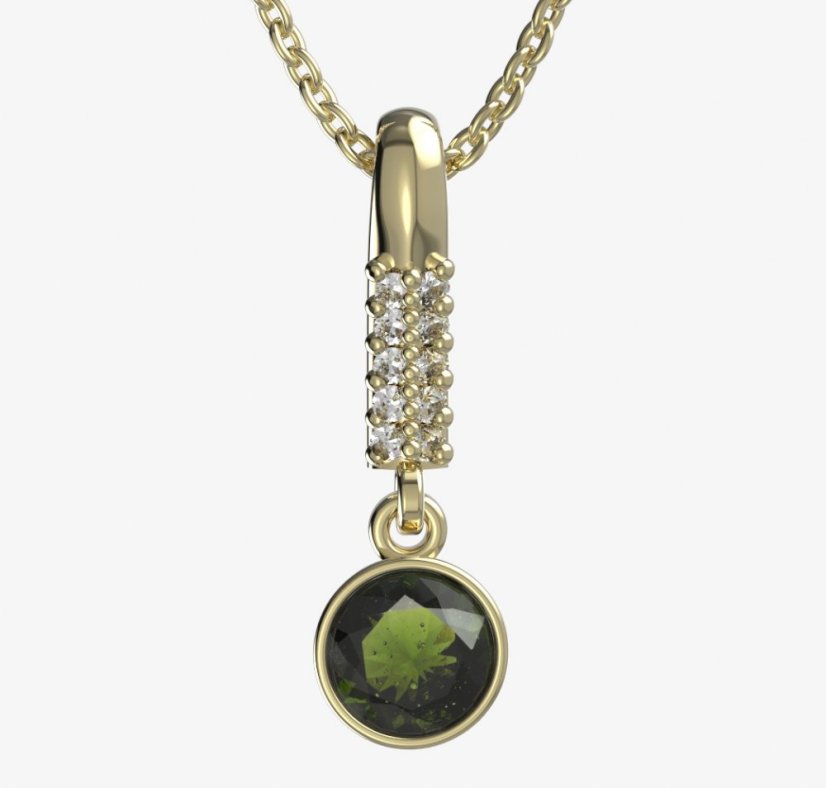BG zlatý přívěšek 724 Žluté zlato - 585 Vltavín a diamant