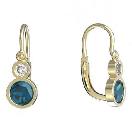 BeKid, Gold kids earrings -864 - Switching on: Brizura 0-3 roky, Metal: Yellow gold 585, Stone: Light blue cubic zircon